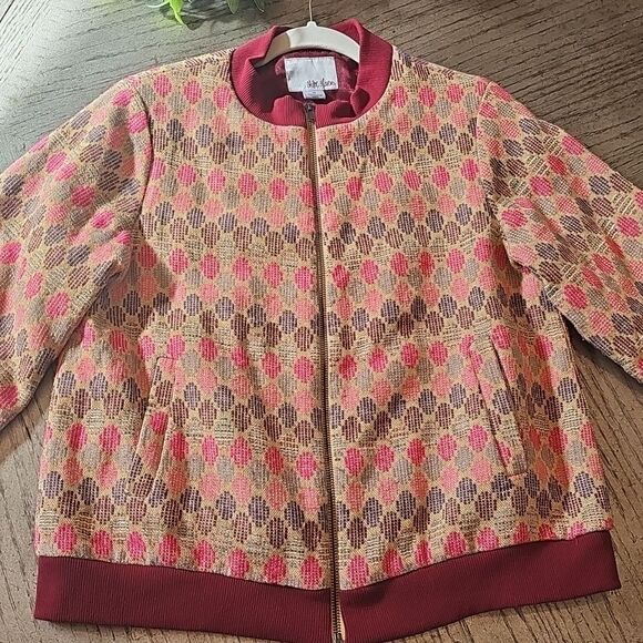 Chloe Oliver Anthropologie geo jacquard jacket size M excellent condition - Picture 1 of 11